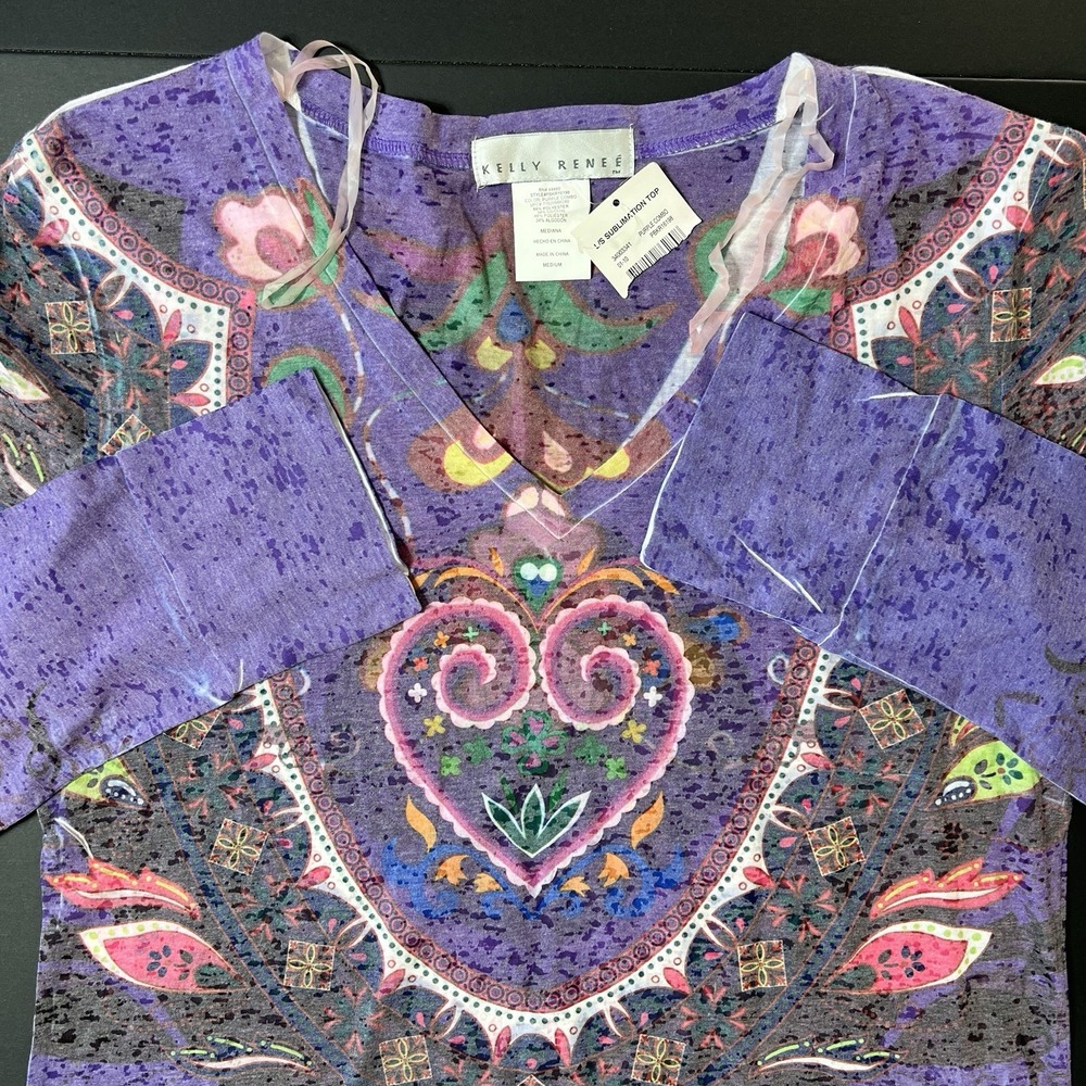 Kelly Renee AOP Tshirt Women's M Purple Whimsigoth Grunge NWT